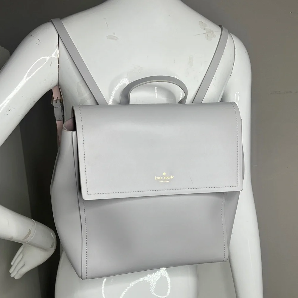 Kate Spade New York Somerville Road Megyn Light Gray Leather Backpack Bag
